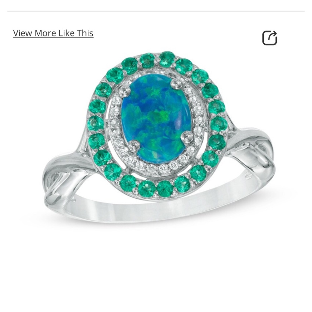 Oval shaped Blue-Green Opal Ring